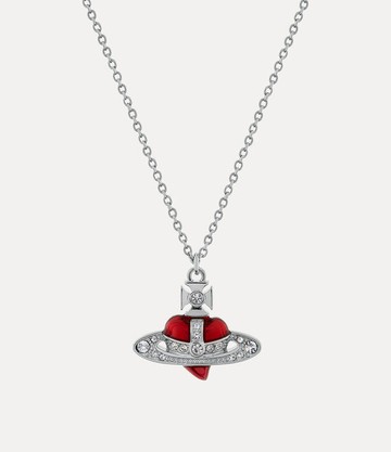 Vivienne Westwood New Diamante Heart Pendant Necklace Silver Cubic Zirconia Women
