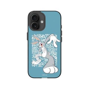 iPhone 16 Clear (相機按鈕) 酷墨灰 - 樂一通 Looney Tunes - 亂花系列-兔巴哥