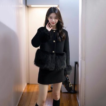 小香風毛呢法式高級感小洋裝氣質名媛韓劇黑色半身裙兩件套裝女冬