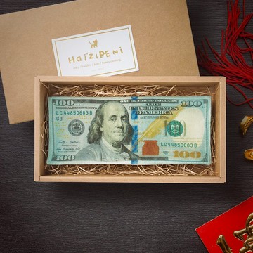 大富翁鈔票四重紗手作方巾 美金 美元  手帕 招財 幸運物 禮物