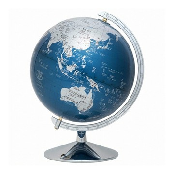 Seojeon 260 金屬藍裝飾地球儀 (附國旗貼紙+世界地圖+世界國家資訊手冊)  金屬藍