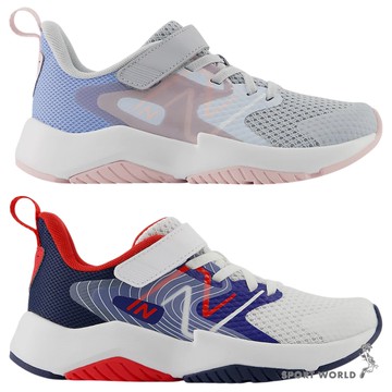New Balance 慢跑鞋 中大童鞋 女鞋 魔鬼氈 灰粉藍/白藍紅【運動世界】YTRAVAG2-W/YTRAVAM2-W