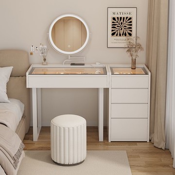 【臺灣公司 可打統編】免運 梳妝臺 化妝桌 新款梳妝臺小戶型窄小輕奢斗柜一體化妝桌現代臥室巖板透明化妝臺 可開發票 全館五折 工廠現貨直銷 新品特價 z10075