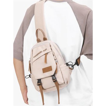 斜挎包男胸包潮牌運動小背包新款休閑帆布日系單肩包手機斜肩包女