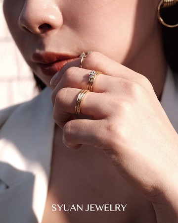 Gleam— 18k真金電鍍鋯石光芒戒指(2只一組)生日 情人節禮物