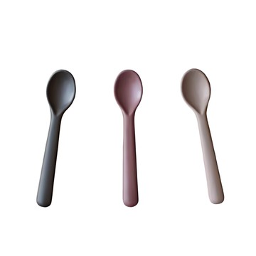 cink 湯匙 竹纖維和玉米澱粉材質 適用於6個月以上嬰兒  米 + 紫 + 灰色  15.5 x 3.3cm  1組