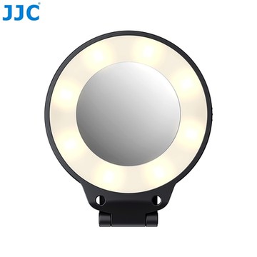 JJC有無Magsafe皆可用磁吸鐵2合1手機LED補光燈兼自拍鏡神器MSL-1 BLACK(USB-C充電;附磁鐵貼紙)隨身化妝鏡直播Vlog拍攝