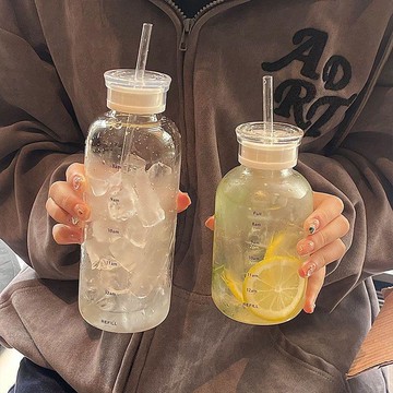 精選 夏天 玻璃杯子ins高顏值冰霸杯上班族大容量耐高溫簡約咖啡杯 玻璃隨行杯 玻璃環保杯 咖啡杯隨行杯 透明咖啡杯