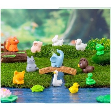 公仔 模型 微景觀 迷你袖珍小動物 小兔 小羊 松鼠 小雞 青蛙 小豬 動物 居家裝飾 園藝造景 迷你場景佈置 療癒小物
