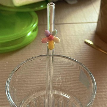 🔥臺灣出貨🔥可愛精緻蝴蝶耐高溫玻璃吸管透明ins環保飲管咖啡牛奶彎頭攪拌棒