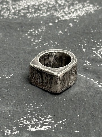 手工純銀網格空心戒指