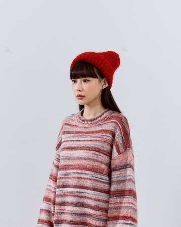 簡約花紗反褶造型針織毛帽 四色售