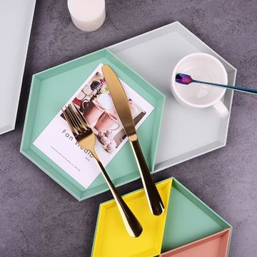 北歐時光  北歐風彩色幾何菱形收納盤4件套組