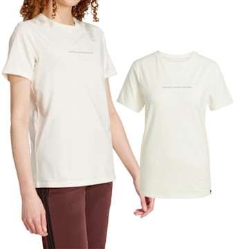 Adidas Codes Doodle Camp 女款 米色 三葉草 愛迪達 圓領 休閒 上衣 短袖 JX5322