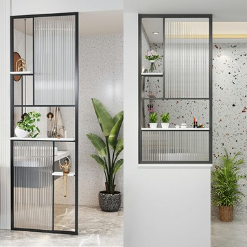 優購生活 長虹玻璃隔斷鐵藝現代簡約玄關進門網紅輕奢客廳衛生間屏風定制屏風櫃 屏風 隔間 客廳 玄關櫃 隔板 屏風架訂製