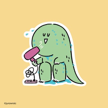 Jurawrsic 防水 PVC 軋型貼紙 die-cut 恐龍，洗澡、吹頭髮、悠閒時光。