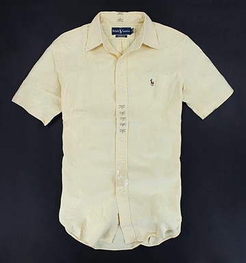 美國百分百【全新真品】Ralph Lauren RL POLO 小彩馬 牛津布 素面 黃色 男 短袖 襯衫 S M XL