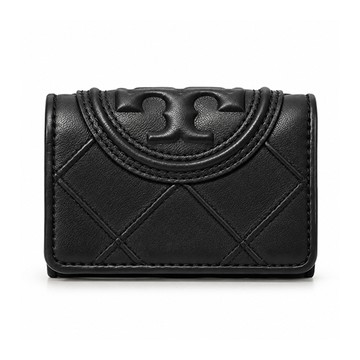 TORY BURCH FLEMING 納帕皮革絎縫三折短夾(黑)