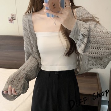 韓版薄寬鬆燈籠袖冰絲外套【J337】