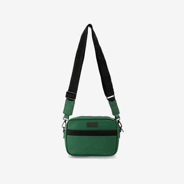 塗層皮革斜背包-松綠