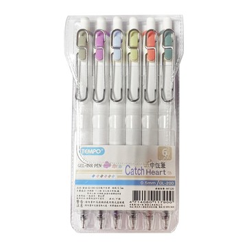 TEMPO 0.5筆夾中性筆六色入GL200-6