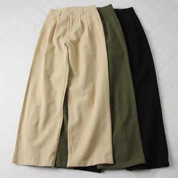 高腰日系簡約休閑褲女梨型身材穿搭遮胯顯瘦工裝直筒褲子闊腿長褲