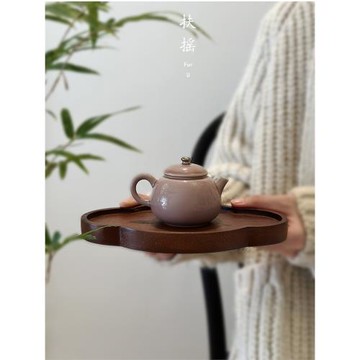 扶搖景德鎮無落粉彩貴妃壺蒼煙豆沙紅釉下彩手繪一人飲陶瓷小茶壺