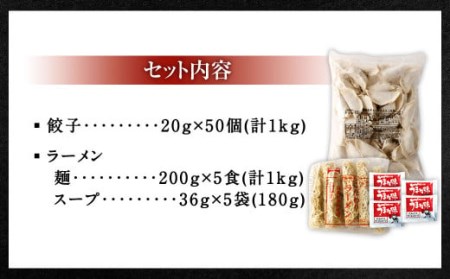 大きめ餃子50個 合計1kg ラー麦