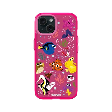 iPhone 15 Clear 粉漾桃 - 迪士尼-皮克斯 PIXAR - 海底總動員 - 角色集合