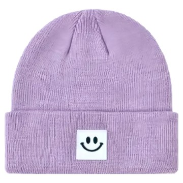 兒童韓系時尚笑臉針織帽 1-3歲  S  紫色
