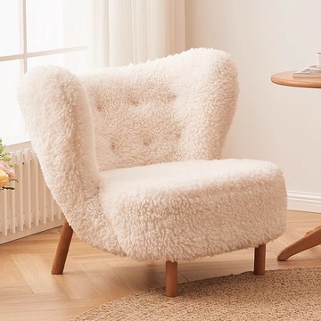 懶人沙發椅羊羔絨白色ins風網紅款陽臺休閑長毛椅北歐臥室單人椅 b7311