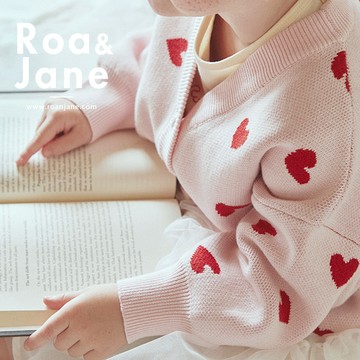韓國專櫃 Roa&Jane 愛麗絲粉愛心針織外套