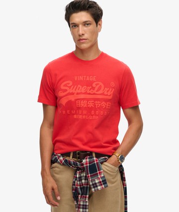 Superdry Men's Vintage Logo Tonal T-shirt Red Size: M