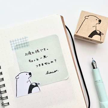 北極熊與企鵝 手工橡皮圖章