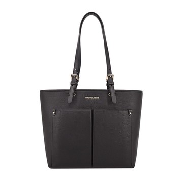 MICHAEL KORS JET SET荔枝紋前雙口袋托特包-中/黑35F3GTVT8B-09