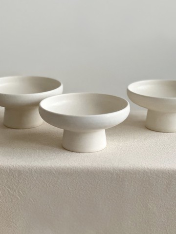 無光白 四吋高足缽