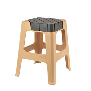 ★免運★ 簡約仿木紋拼色方凳-大號(黃色) [大買家]