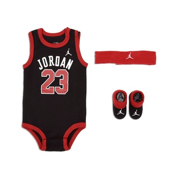[ACS] Nike 包屁衣 Jordan Baby Bodysuits 3 Piece Set 黑紅 純棉 嬰兒 禮盒 JD2323025NB-001