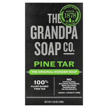 The Grandpa Soap Co., 面部和身體塊皁，鬆焦油，4.25 盎司（120 克）