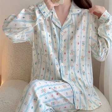 簡約休閒睡衣 薄款清新休閒睡衣 寬鬆睡衣 可愛少女 甜美少女 睡裙 學生睡衣 休閒風 可外穿 家居服 睡衣套裝