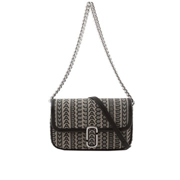 [平輸]MARC JACOBS THE MONOGRAM J MARC 滿版標誌翻蓋迷你二用包(黑色/深米色)