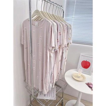 多色可選夏季莫代爾棉可愛卡通小熊蛋糕睡裙柔軟親膚貓咪透氣長裙