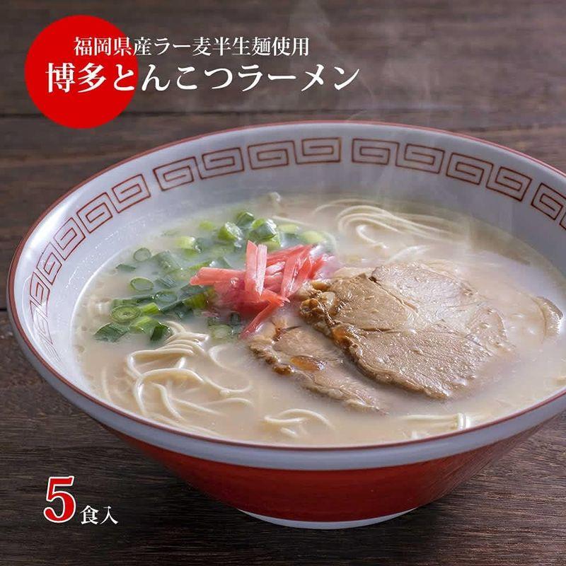 大地の生菓 博多ラーメン 5食入 福岡県産ラー麦 本格半生麺 濃厚とんこつスープ 豚骨ラーメン 長浜屋台らーめん 福岡グルメ