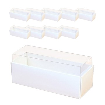 上蓋透明胖馬卡龍盒 5213  白色 + 透明色  10個