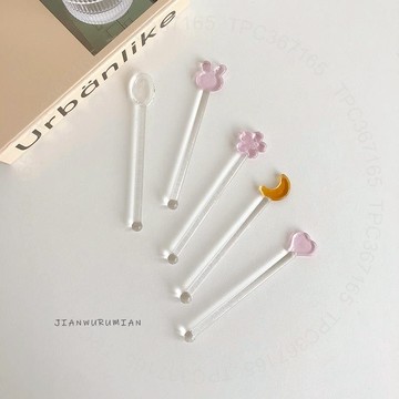 夢幻仙女透明咖啡奶茶玻璃攪拌棒 星星愛心花朵愛心13824