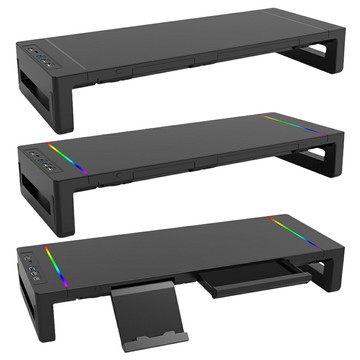 LHP-01 多功能彩燈顯示器增高鋁合金支 USB3.0傳輸/充電 酷炫彩燈 手機支架 抽屜收納