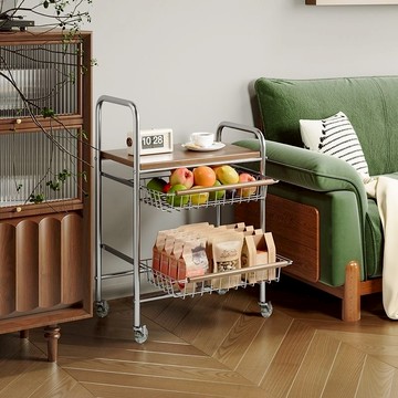 中古小推車沙發邊幾客廳置物架零食移動家用落地收納床頭推拉茶幾
