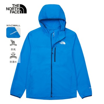 【The North Face 官方旗艦】北面男款藍色DWR防潑水可打包防風外套｜83TMT4S