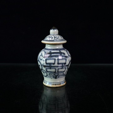 古董瓷器古玩古瓷器 青花將軍罐茶葉罐 青花雙喜罐 家居裝飾擺件