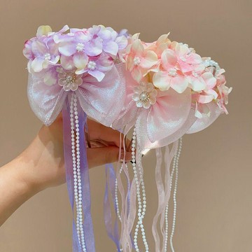 含稅價公主風發箍小女孩花朵配飾森系頭箍兒童髮飾女童仙氣飄帶防滑髮卡